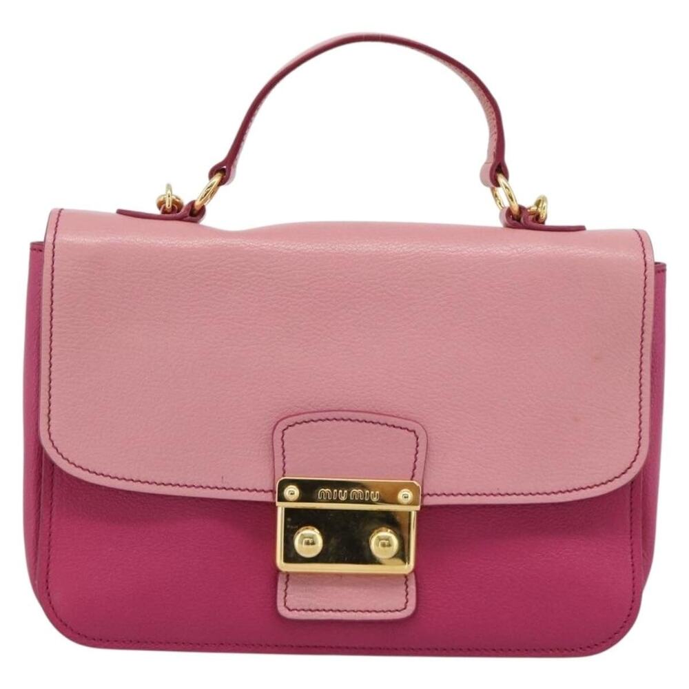 Miu Miu Leather Rn0726 Handbag Pink